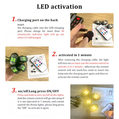 Luci d'atmosfera RGB per auto con telecomando wireless, batteria più grande e LED più luminosi, ricarica rapida Type-C, multimodalità per interni auto