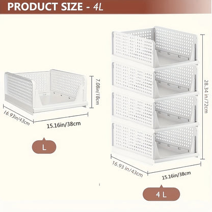 4 Cesti Pieghevoli Porta Abiti, Organizer per Cassetti in Plastica per Cucina, Bagno e Armadi da Ufficio - La Scelta Perfetta per il Labor Day. Cesto per la Bucata, un Organizer Multifunzionale per Armadio, una Soluzione Salvaspazio per Piccoli Spazi