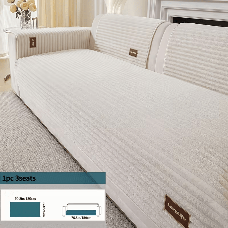 1 pz Copricuscino di lusso per divano | Protezione per cuscino divano in poliestere felpato con retro antiscivolo, texture morbida effetto flanella lavabile in lavatrice - Adatto agli animali domestici, adatto a tutti i tipi di divano, stile moderno