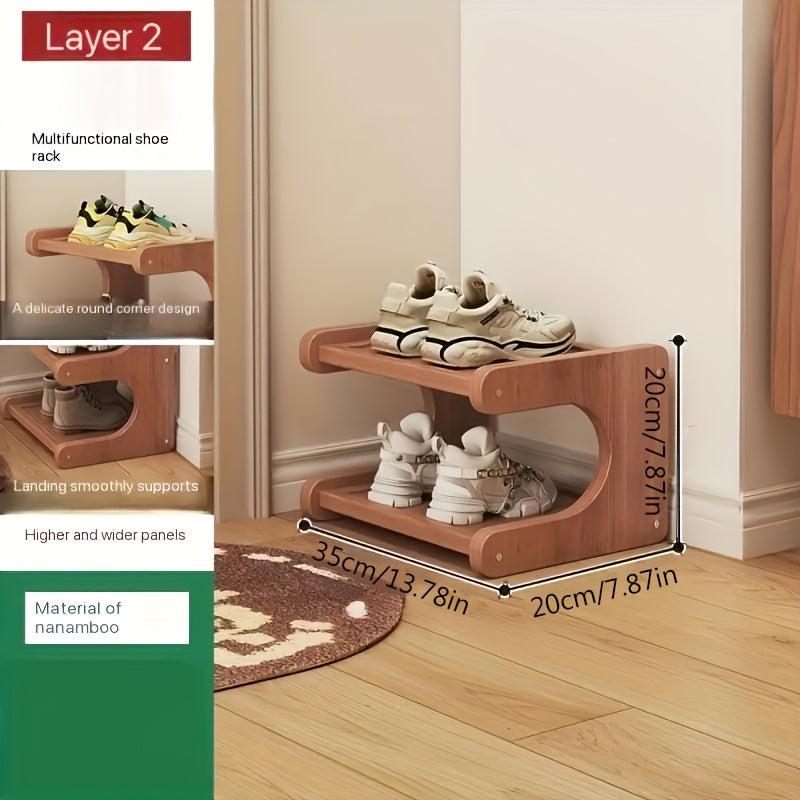 Scaffale per Scarpe a 2/7 Ripiani, Risparmio Spazio, Organizzatore di Calzature, Armadietto Portascarpe Robusto e Non Pieghevole, Design da con Aspetto Legno Naturale, Ideale per Ingressi, Camere Universitarie o Case in Affitto