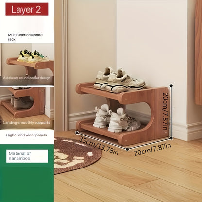Scaffale per Scarpe a 2/7 Ripiani, Risparmio Spazio, Organizzatore di Calzature, Armadietto Portascarpe Robusto e Non Pieghevole, Design da con Aspetto Legno Naturale, Ideale per Ingressi, Camere Universitarie o Case in Affitto