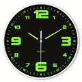 Orologio da parete silenzioso a 12 pollici con numeri che si illuminano al buio, numeri e lancette luminose che assorbono l'energia, 20,32-40,64 cm, in plastica senza ticchettio, a batteria, per soggiorno, camera da letto, ufficio, decorazioni da parete,