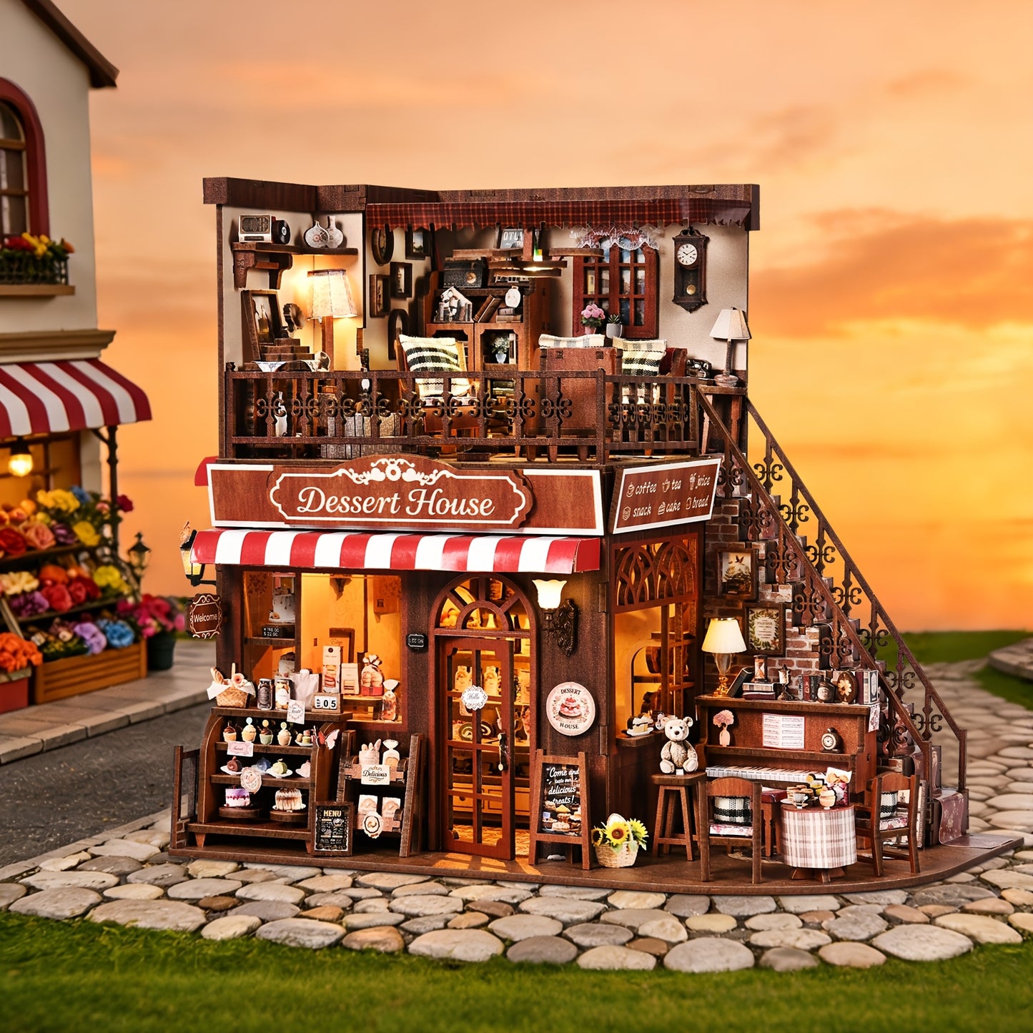 Puzzle 3D, Casa delle Bambole Fai da Te, Angolo Libri 3D in Legno, Kit Miniaturizzato Angolo Libri, Casa Ornamentale per Bambole, Assemblata a Mano, Mini Casa, Decorazione Libreria, Regalo di San Valentino, Regalo di Halloween, Regalo di Natale, Regalo de