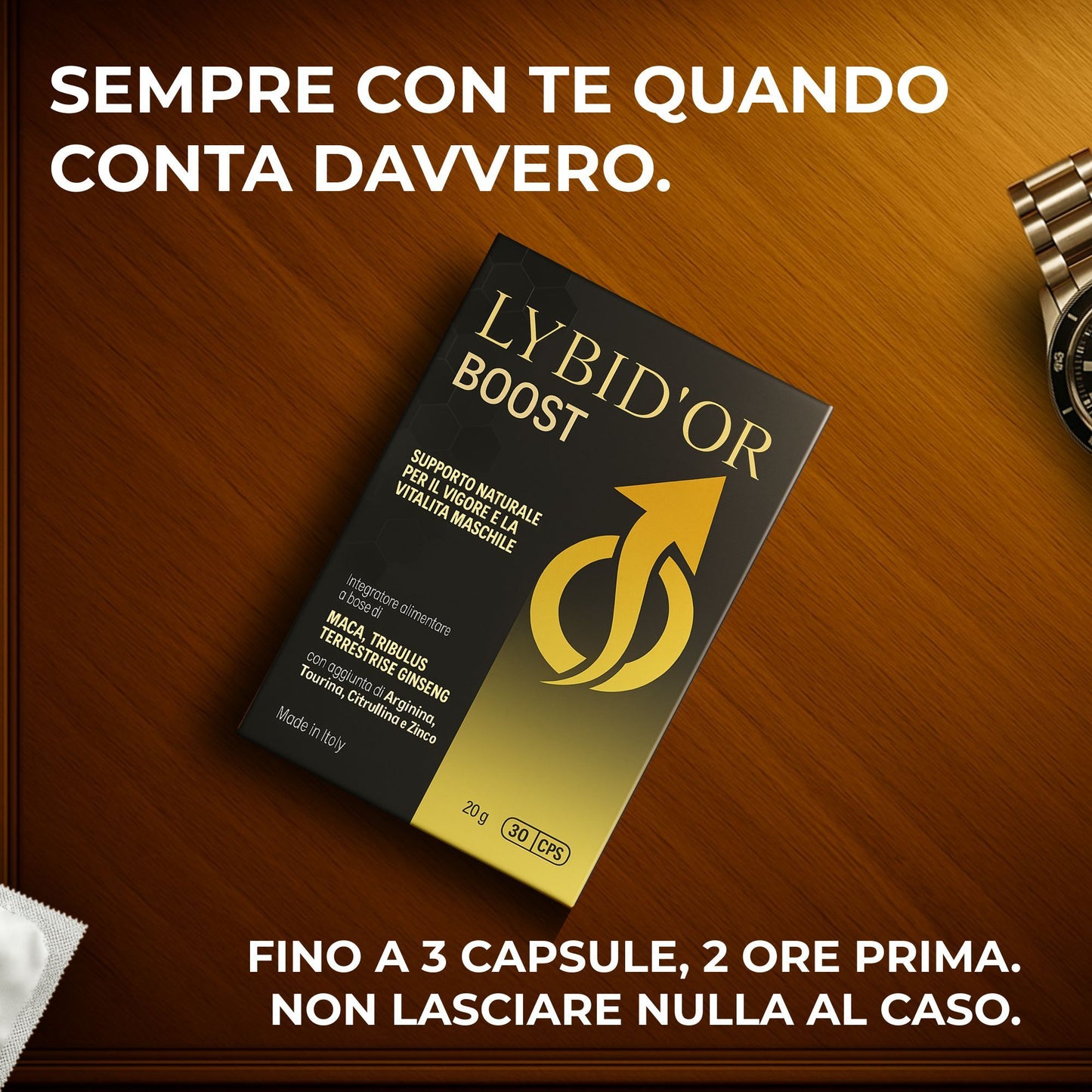 Lybid'Or BOOST Integratore Uomo Forte per Vigore e Prestazioni - Effetto Potente e Duraturo con Maca Peruviana, Tribulus Terrestris, Arginina, Citrullina, Ginseng, Zinco