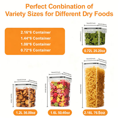Contenitori per alimenti sigillati 48/20 pezzi, organizer e contenitori multiuso per la cucina, barattoli per alimenti in plastica sana per cereali, farina, zucchero, pasta, inclusi etichette e marcature (24 coperchi e 24 barattoli)