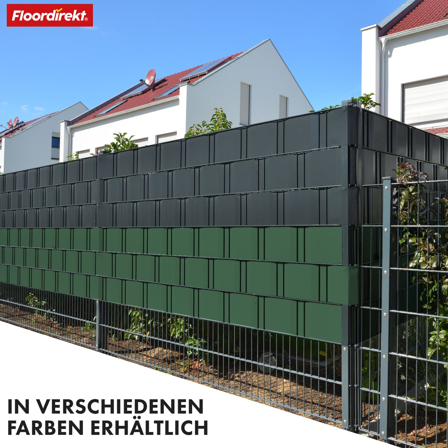 Striscia PVC per Privacy per Recinzione a Doppio Filo – Rotolo da 35m, Altezza 19cm, Include 20 Clip, Disponibile in 3 Colori e 4 Design