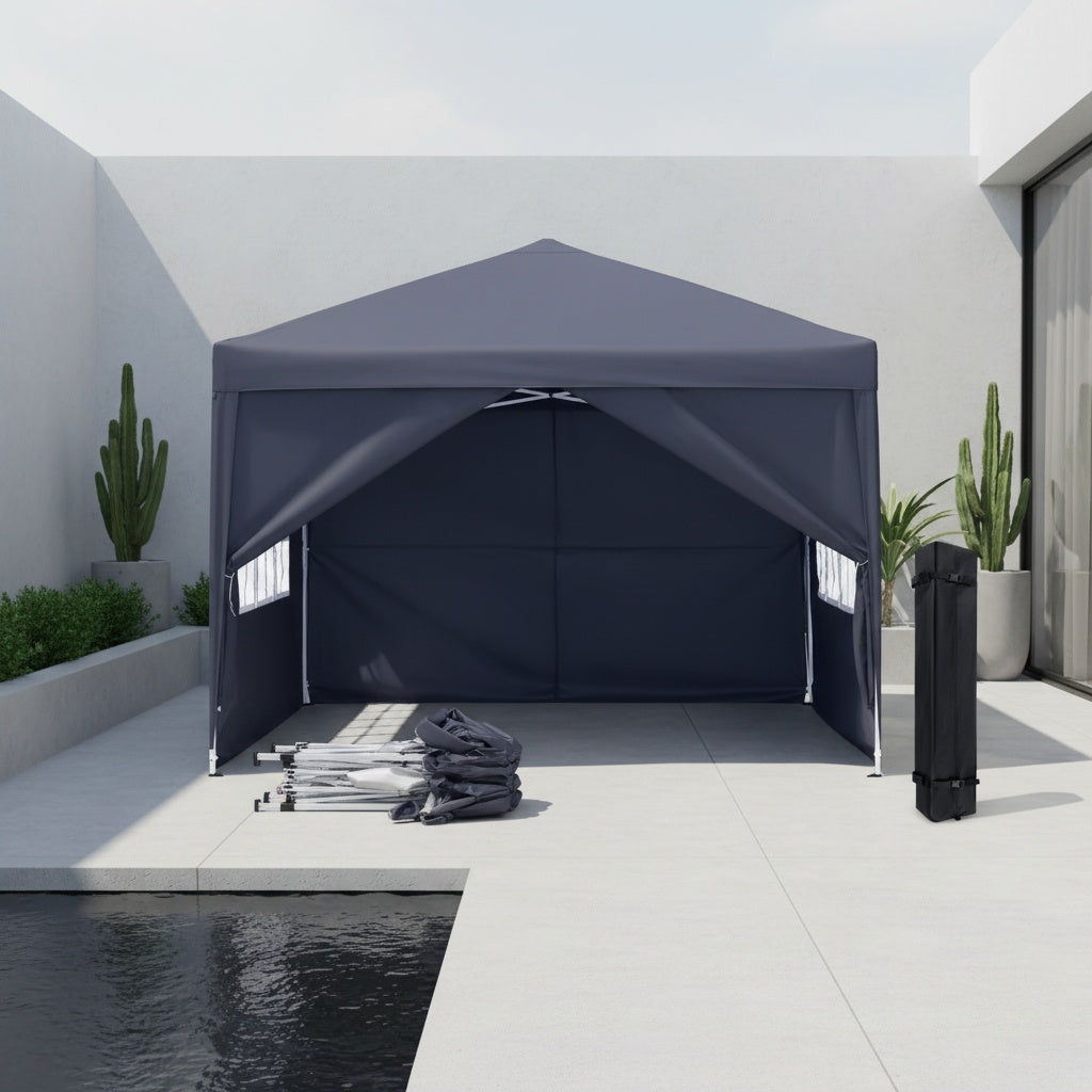 Tenda da Esterno Pieghevole Portatile 3x3m con Protezione UV - Rifugio Istantaneo Ideale per Giardino, Piscina, Mercati ed Eventi - Compatto con Borsa Trasporto e Quattro Pareti Laterali