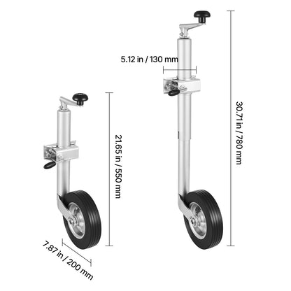 VEVOR Cric a Telaio con Ruota, Portata 150 kg, Cric a Lingua per Telaio Robusto con Bullone, con Ruota Singola e Maniglia Ergonomica, Alzata 230 mm, Adatto per Camper, Rimorchi per Cavalli, Telaio Utilitari