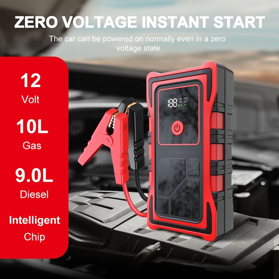 Avviatore d'emergenza per auto 6000A-8000A, display a LED, torcia a LED, ricarica rapida USB, batteria integrata ad alta capacità, portatile e facile da usare, avviatore per auto