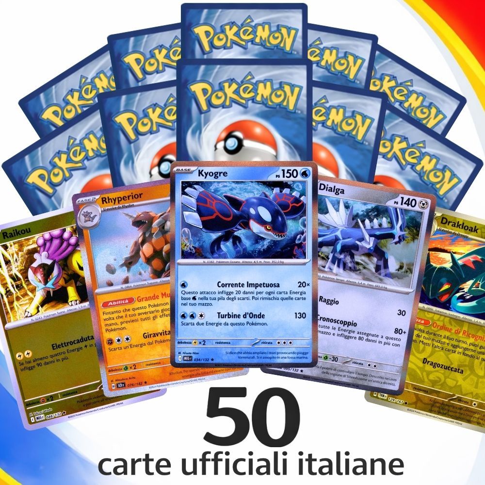 Carte Pokémon: Set Autentico di 50 Carte Giocabili TCG Pokémon in Lingua Italiana