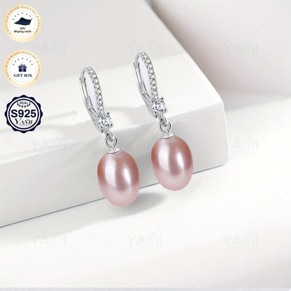 Set Scatola Regalo YAMI, Orecchini a Clip con Perle d'Acqua per Donna, Orecchini con Perle d'Acqua , Bianco/Viola/Nero Orecchini Ipoallergenici in Argento Sterling 925, Adatti come Gioielli Regalo per Donna per Ogni Occasione, Regali di Compleanno, Regali