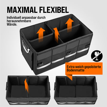 MONZANA® Borsa Bagagliaio Organizer Coperchio 68L Impermeabile Divisori Pieghevole Pareti Rinforzate Antiscivolo Borsa Auto 60X35X30Cm