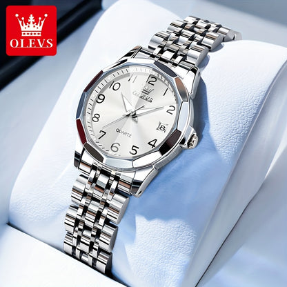 OLEVS Orologio da Donna Classico Moda Analogico Quarzo Donna Orologio Elegante Lusso Piccolo Quadrante Cinturino in Acciaio Inossidabile Luminoso con Calendario Data Orologi da Donna Regali Romantici per Lei Orologio da Donna Quadrante Blu/Bianco/Dorato