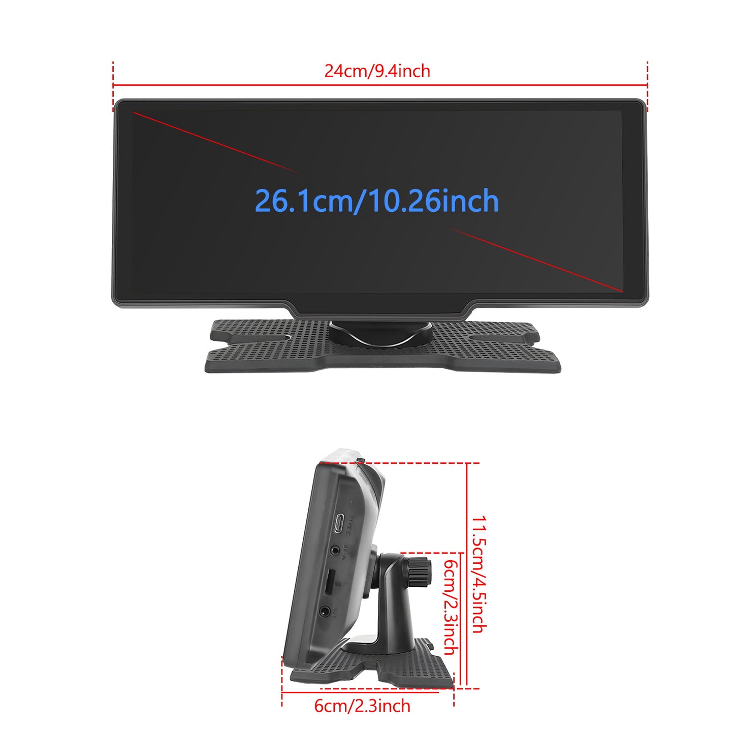 Display Interattivi con Touch Screen Versione Aggiornata 10.26 Pollici Stereo Auto Portatile Wireless Carplay per Auto con Carplay e per Android Auto con Mirror Link/ Telecamera di Retromarcia/ Wireless/ Navigazione/ AUX per Tutti i Veicoli