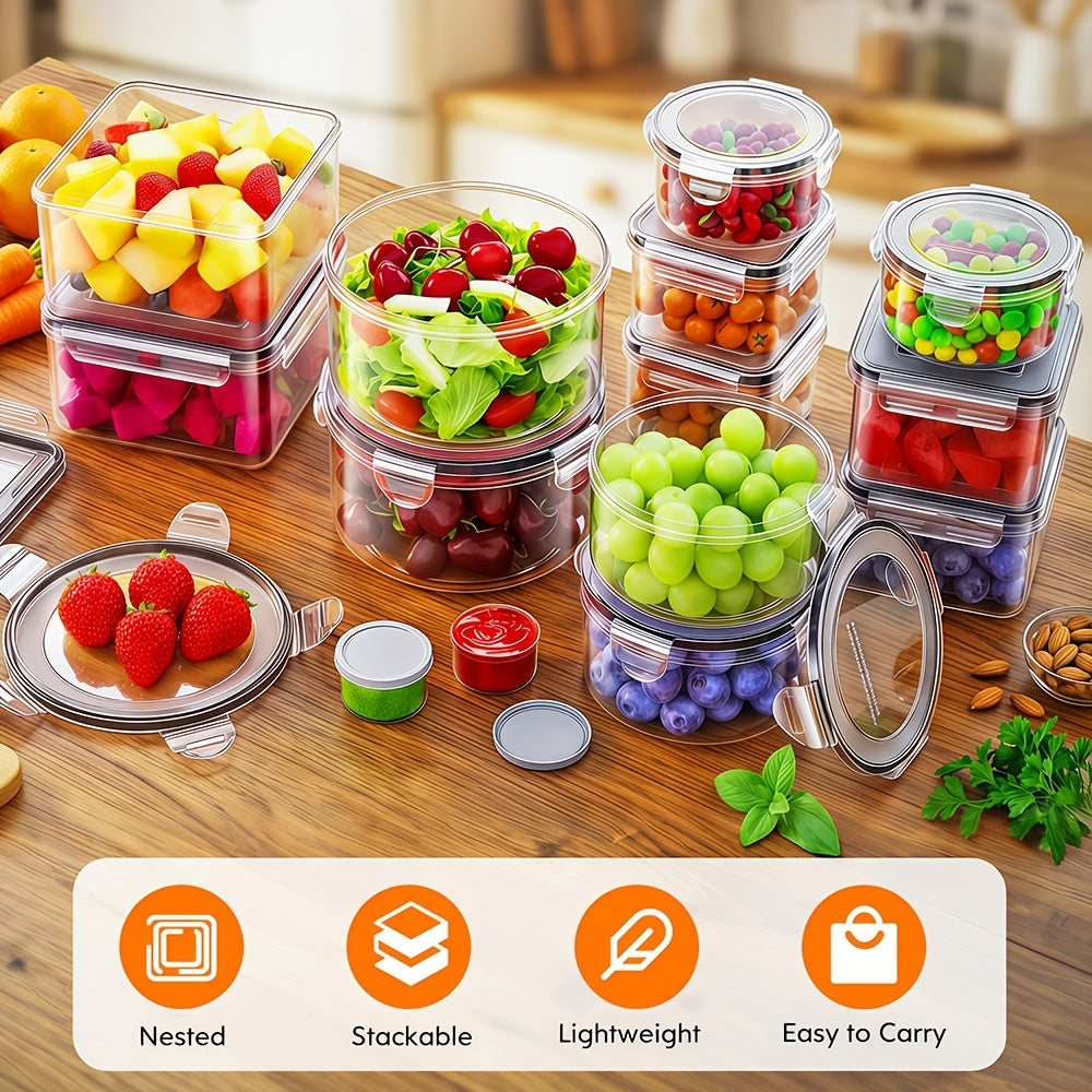 Set da 68/60/56/44/24 pezzi per conservazione alimentare sigillata - Contenitori di plastica ermetici e a prova di perdite con coperchi, organizzatori impilabili per frigo e contenitori per frigo, dispensa e avanzi, adatti a microonde/congelatore/lavastov