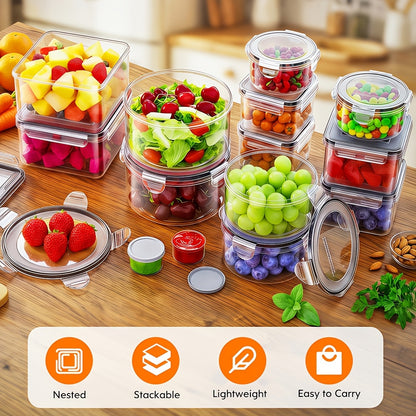 Set da 68/60/56/44/24 pezzi per conservazione alimentare sigillata - Contenitori di plastica ermetici e a prova di perdite con coperchi, organizzatori impilabili per frigo e contenitori per frigo, dispensa e avanzi, adatti a microonde/congelatore/lavastov