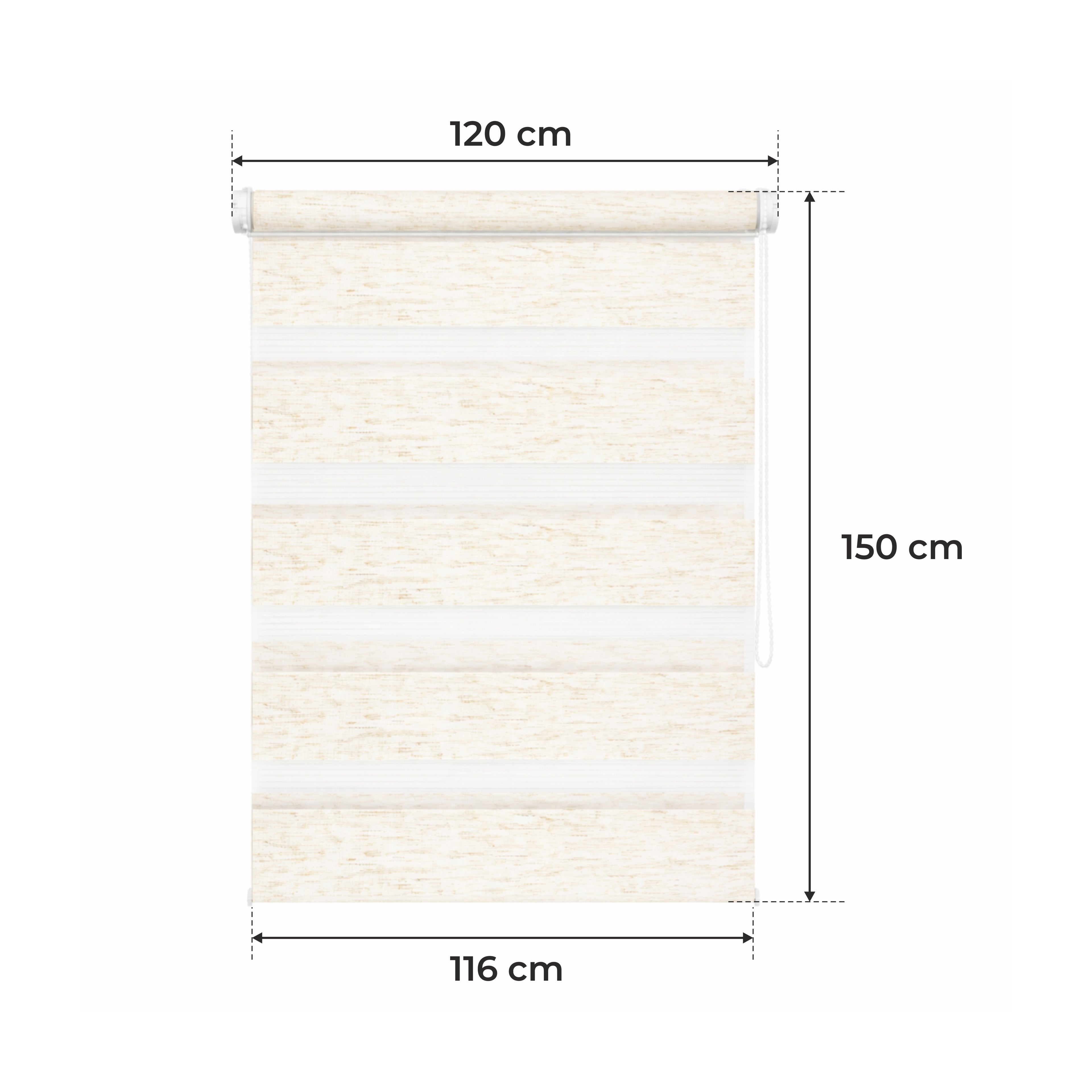 Tenda a Rullo Giorno & Notte - Beige Melange - 32 Misure - BOJANEK Giorno & Notte - Installazione Finestra Non Invasiva, Nessuna Foratura Richiesta, Regolazione a Catena, Supporti Regolabili per Varie Spessori di Finestra, Design Moderno, Protezione dalla