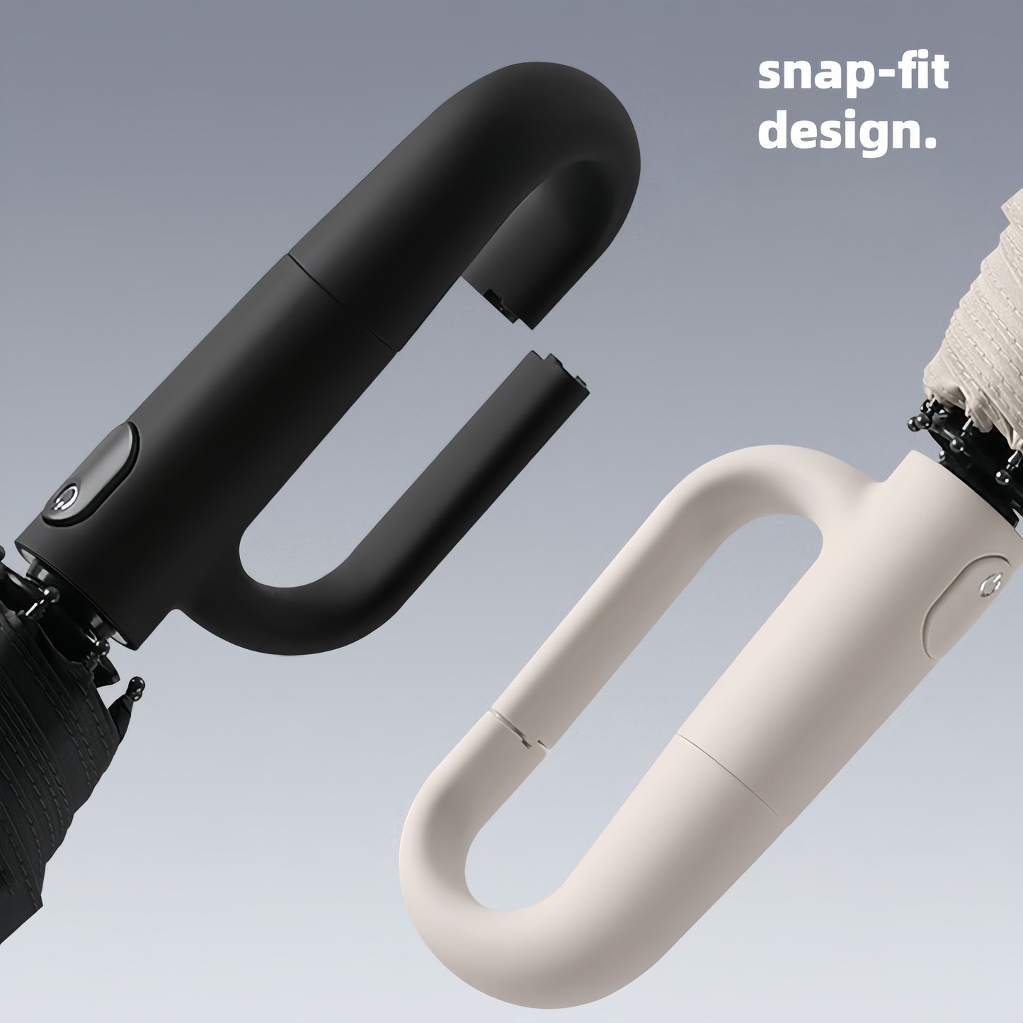 Ombrello pieghevole automatico con fibbia ad anello rotante, design elegante con rinforzo in fibra di vetro per resistenza al vento, in tessuto di alta qualità e con manico per una facile apertura con una sola mano. Il suo stile minimalista lo rende un re