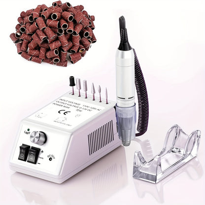 Mini leva elettrica per unghie a 30.000 giri al minuto, con 106 pezzi di lamina abrasive e punte per pedicure e manicure per unghie in acrilico, per unghie spesse, ideale per saloni di bellezza e uso domestico