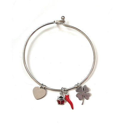 Bracciale donna rigido con corno Portafortuna