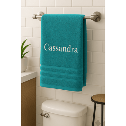 Asciugamano da Bagno Personalizzato con Nome - Ricamo Elegante, Asciugamano in Cotone Su Misura