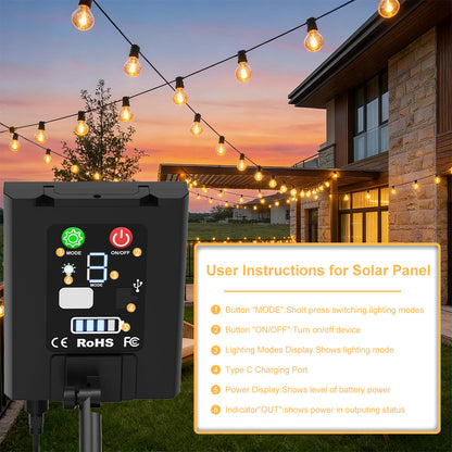 Catena Luminosa Solare da Esterno, 15M/20M/30M LED Luci da Giardino Dimmerabili Timer 8 modalità di illuminazione regolabili per Picnic Turistici, Atmosfera Decorativa, Illuminazione Cortile, Feste di Matrimonio, Cortili Esterni, Pergola Patio