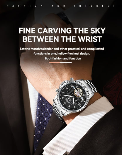 Orologio meccanico automatico di lusso da uomo con indicazione giorno e data, adatto per occasioni d'affari e casual, un regalo perfetto