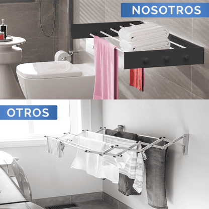 Stendibiancheria a muro retrattile e pieghevole RELAXTY, 80 cm | Stendibiancheria a muro pieghevoli per uso interno o esterno | Design compatto salvaspazio con capacità di 30 kg