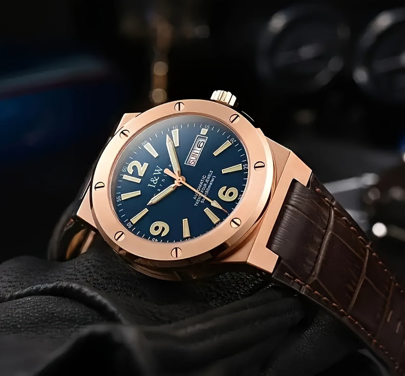 [I&W Carnival] Orologio Sportivo Meccanico da Uomo, Luminoso e Impermeabile con Vetro Finto Zaffiro, Regalo Ideale per le Vacanze