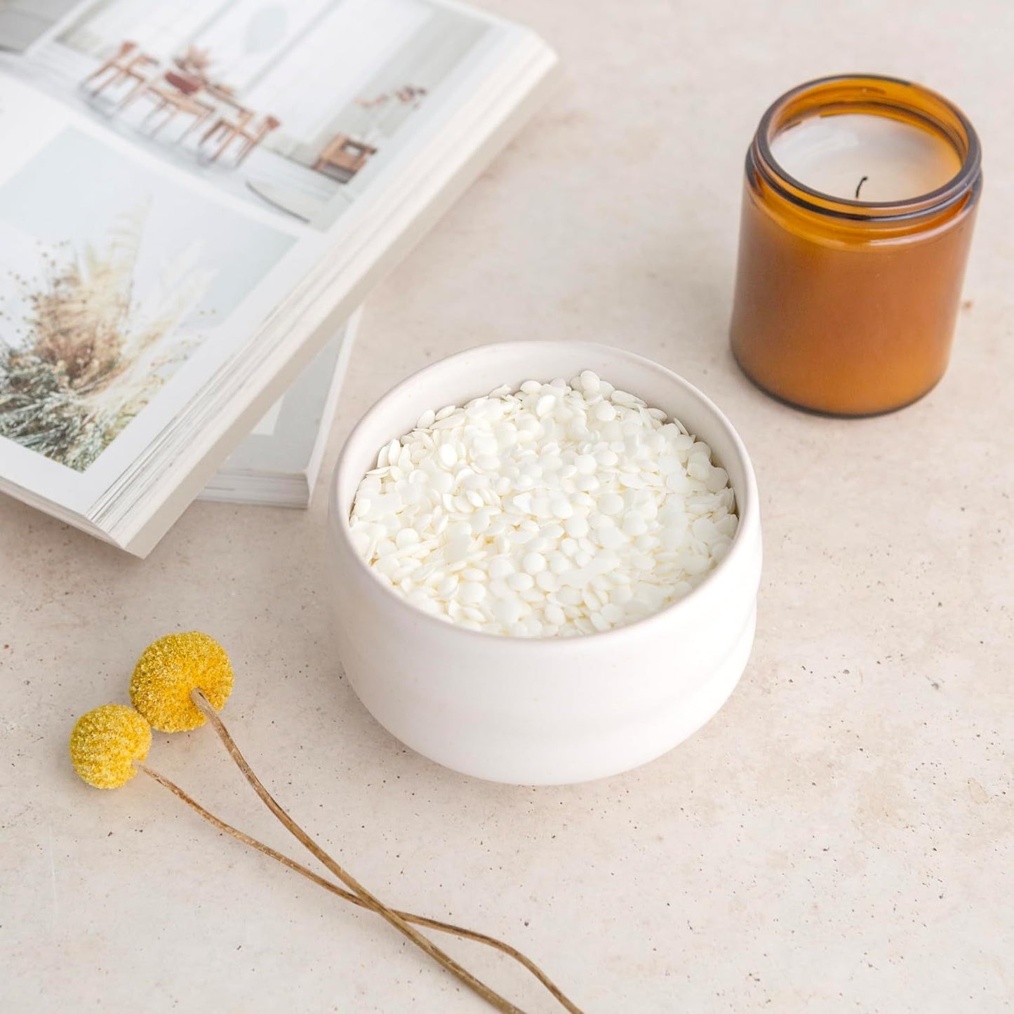 Cera di Paraffina Naturale per Candele Aromatiche in Sacchetto da 1Kg, Kit Fai da Te per Creare Candele, Cera Bianca a Forma di Perla per Candele