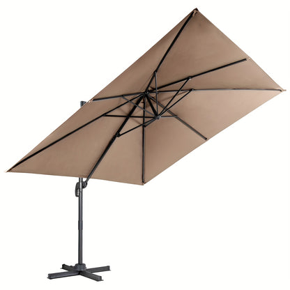 Ombrellone quadrato 300 X 300 cm, ombrello parasole con portico girevole a 360°, ombrello da giardino inclinabile, grande ombrellone da patio, ombrello da mercato per giardini esterni, patii, bar (Beige/Rosso/Caffè)