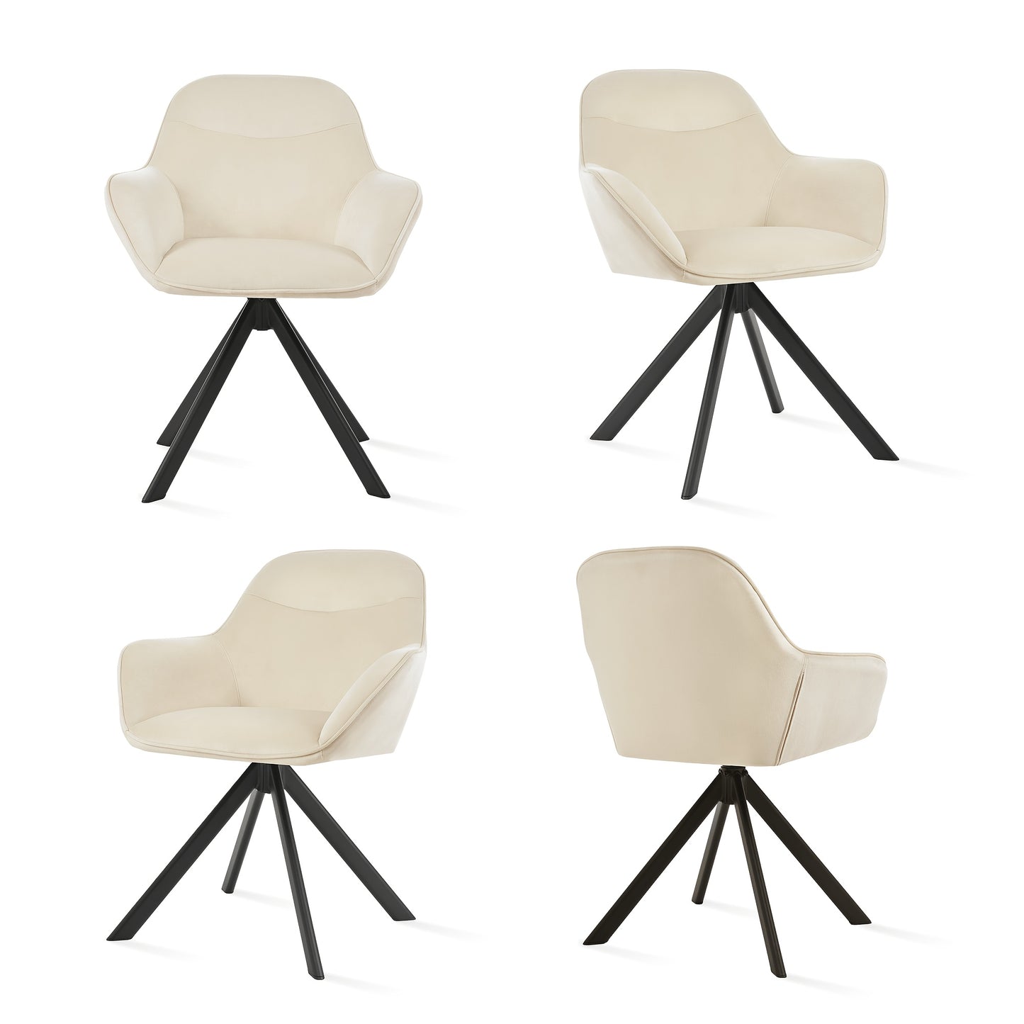 Sedie da pranzo eleganti e contemporanee, girevoli a 360 gradi, con seduta imbottita e spessa, progettate ergonomicamente per famiglie, caffè e ristoranti - Set da 2/ Set da 4/ Set da 6