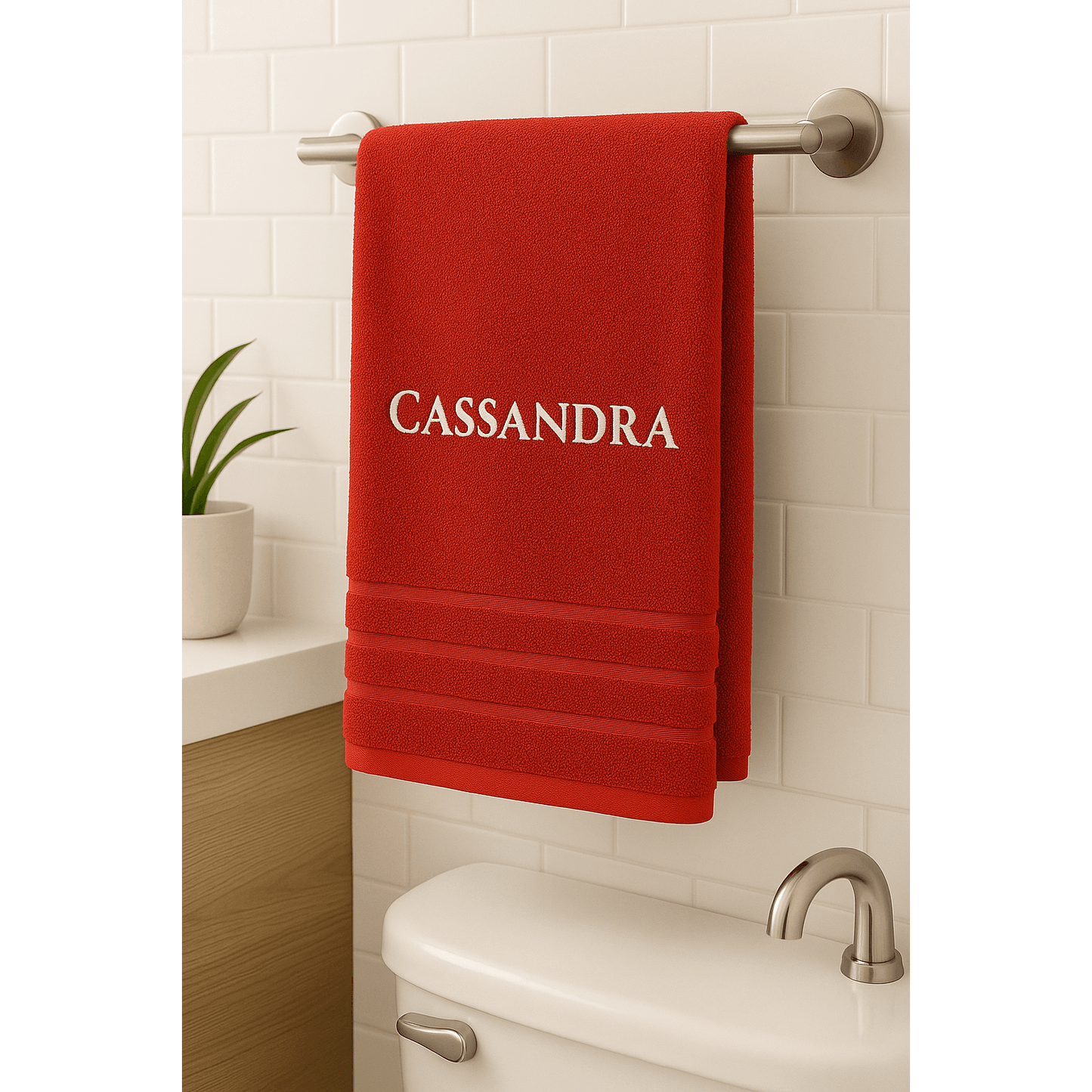 Asciugamano da Bagno Personalizzato con Nome - Ricamo Elegante, Asciugamano in Cotone Su Misura