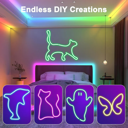 30m/20m/15m/10m/5m Striscia LED RGB Neon con Sincronizzazione Musicale, Striscia Luminosa Flessibile 24V con App e Telecomando, Striscia Luminosa Esterna IP"67", Ideale per Camera da Letto, Stanza e Decorazioni Esterne