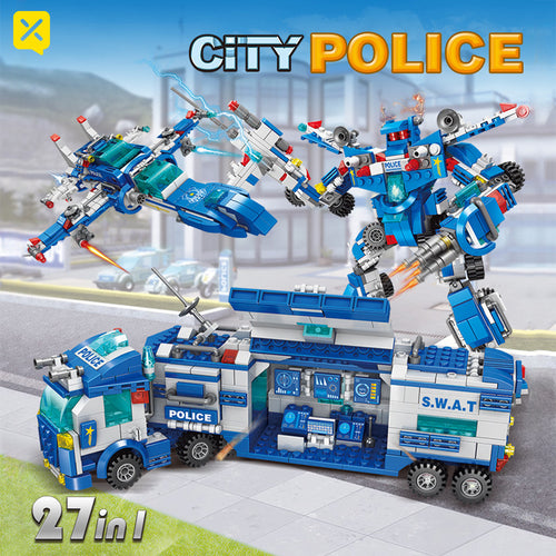 [Blue Patrol Polizia Blocchi da Costruzione Carpoy] Camion Blocchi da Costruzione Modello Auto | Kit di Costruzione | Auto della Polizia | Adatto per Regali di Festa/Ringraziamento/Halloween/Regali di Natale