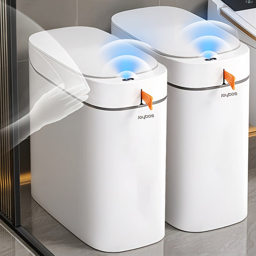 Cestino Smart Sensor per Bagno con Coperchio Automatico, Pattumiera Senza Mani per Bagno con 30 Sacchetti, Cestino Salvaspazio Slim da 10L Bianco, per Cucina, Camera da Letto, Ufficio, Camper, Cestini da Bagno Perfetti, Plastica Resistente, Facile da Puli