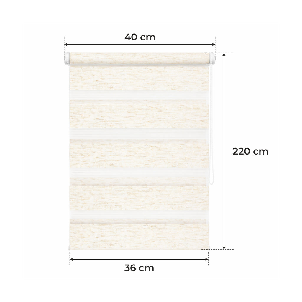 Tenda a Rullo Giorno & Notte - Beige Melange - 32 Misure - BOJANEK Giorno & Notte - Installazione Finestra Non Invasiva, Nessuna Foratura Richiesta, Regolazione a Catena, Supporti Regolabili per Varie Spessori di Finestra, Design Moderno, Protezione dalla