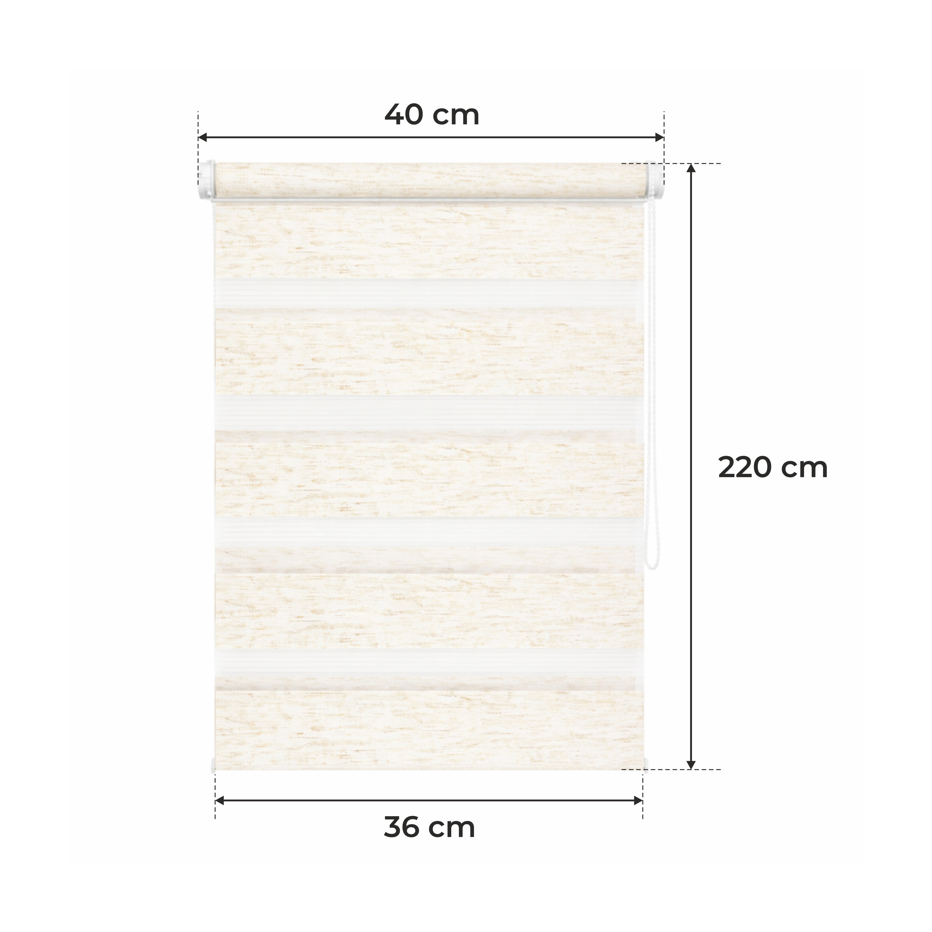 Tenda a Rullo Giorno & Notte - Beige Melange - 32 Misure - BOJANEK Giorno & Notte - Installazione Finestra Non Invasiva, Nessuna Foratura Richiesta, Regolazione a Catena, Supporti Regolabili per Varie Spessori di Finestra, Design Moderno, Protezione dalla