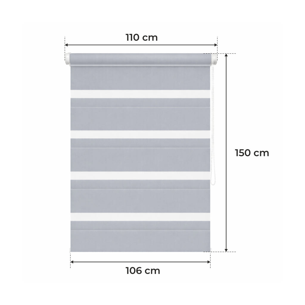 Tenda a Rullo Giorno & Notte - Grigio Chiaro - 32 Misure - BOJANEK Giorno & Notte - Installazione Finestra Non Invasiva, Nessuna Foratura Richiesta, Regolazione a Catena, Supporti Regolabili per Varie Spessori di Finestre, Design Moderno, Protezione dalla