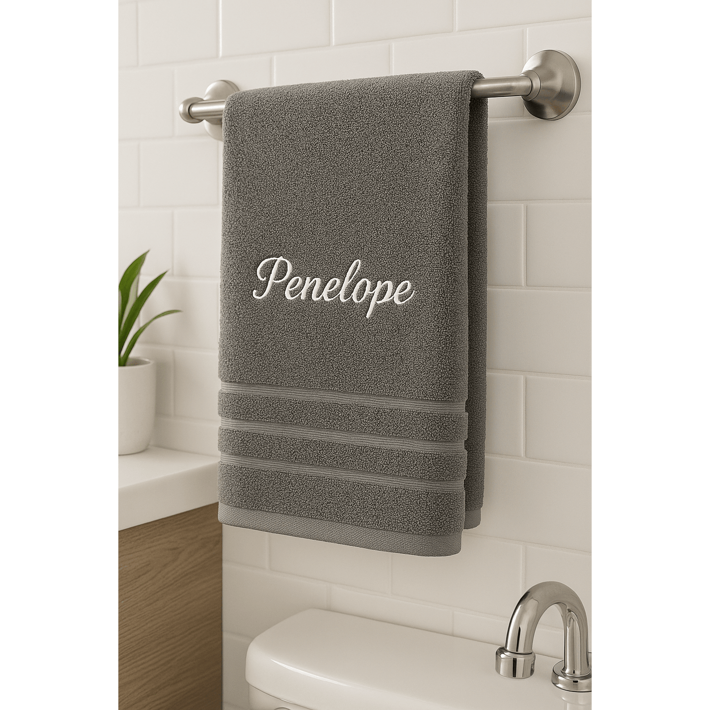 Asciugamano da Bagno Personalizzato con Nome - Ricamo Elegante, Asciugamano in Cotone Su Misura