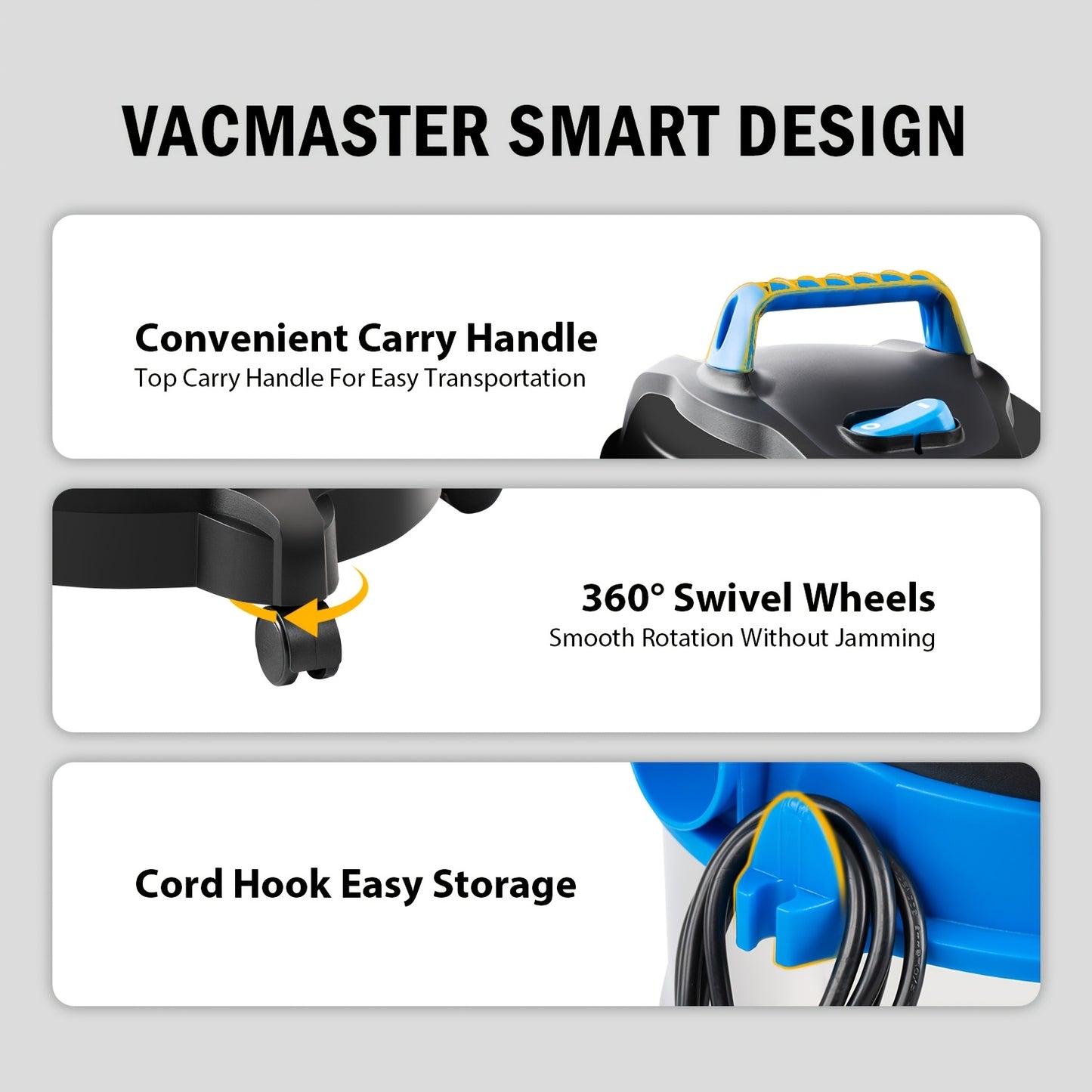 Aspirapolvere industriale per liquidi e solidi, funzione di soffiaggio, aspirazione senza sacco per pavimenti asciutti e bagnati, acciaio inossidabile, 1100W 18L