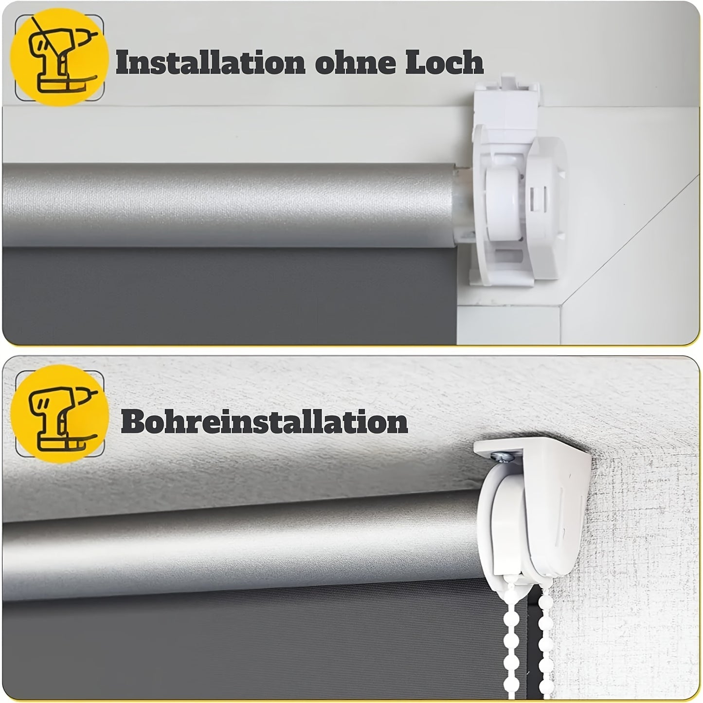 1pz Tenda a Rullo Oscurante, Tessuto a Triplo Strato con Rivestimento Argentato per Riflessione Solare, Nessuna Foratura Richiesta, Larghezza Opzionale = Larghezza Tessuto + 4cm
