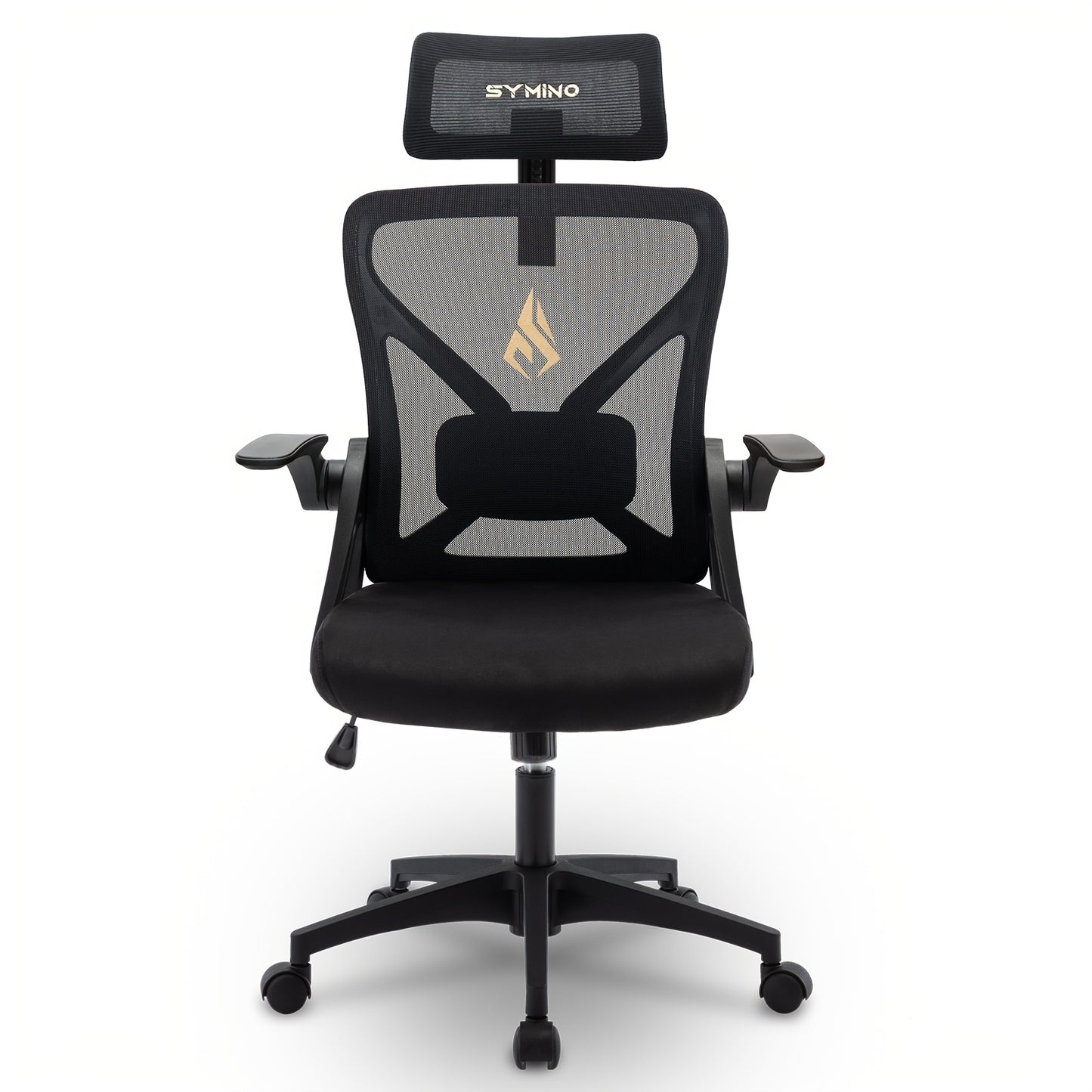 Sedia Ufficio Ergonomica con Supporto Lombare e Poggiatesta Regolabili, Funzione di Inclinazione e Rotazione, Sedia da Scrivania per Computer