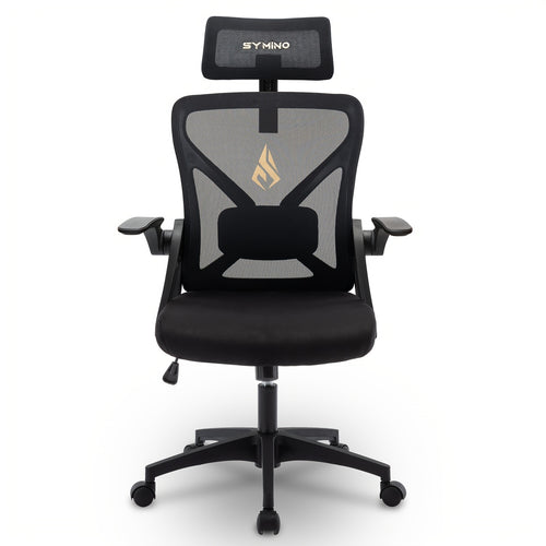 Sedia Ufficio Ergonomica con Supporto Lombare e Poggiatesta Regolabili, Funzione di Inclinazione e Rotazione, Sedia da Scrivania per Computer