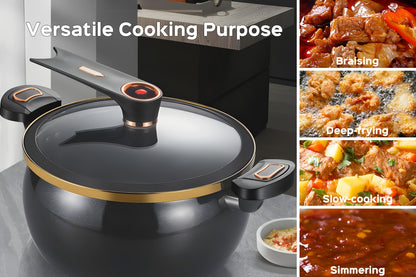 Pentola per Zuppa da 8L, Grande Capacità, Design Robusto e Durevole in Ceramica, Sicura e Affidabile per Tutti i Tipi di Pentole, Ideale per Regali e Fritture