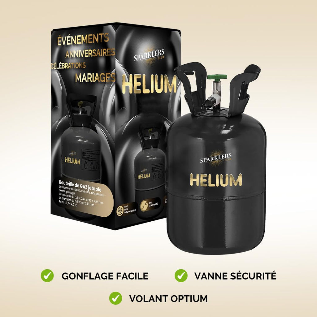 Bottiglia Grande di Elio Gas Elio per 50 Palloncini - Cilindro Monouso Capacità 0.40M3 - Ideale per Halloween, Natale, Matrimoni, Compleanni, Feste - Fai Saliare i Tuoi Palloncini con SPARKLERS CLUB