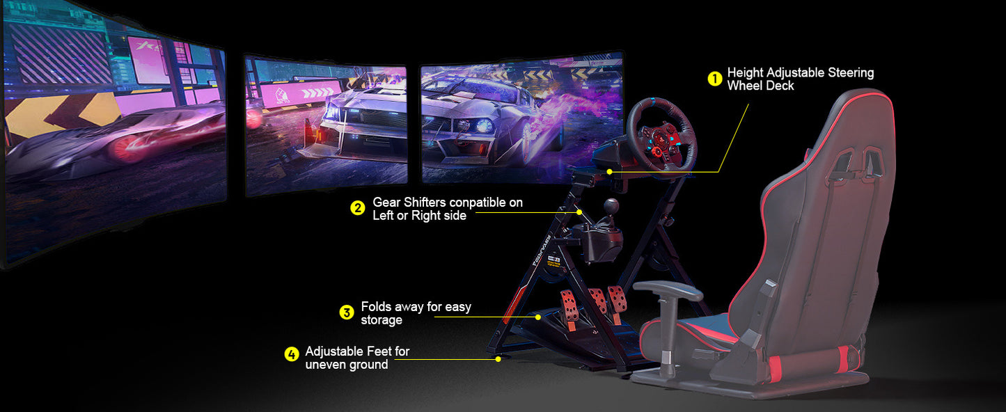 Supporto per volante da gaming, stand per volante da corsa con attacco per leva del cambio V1/V2, struttura regolabile in inclinazione, con portabevande