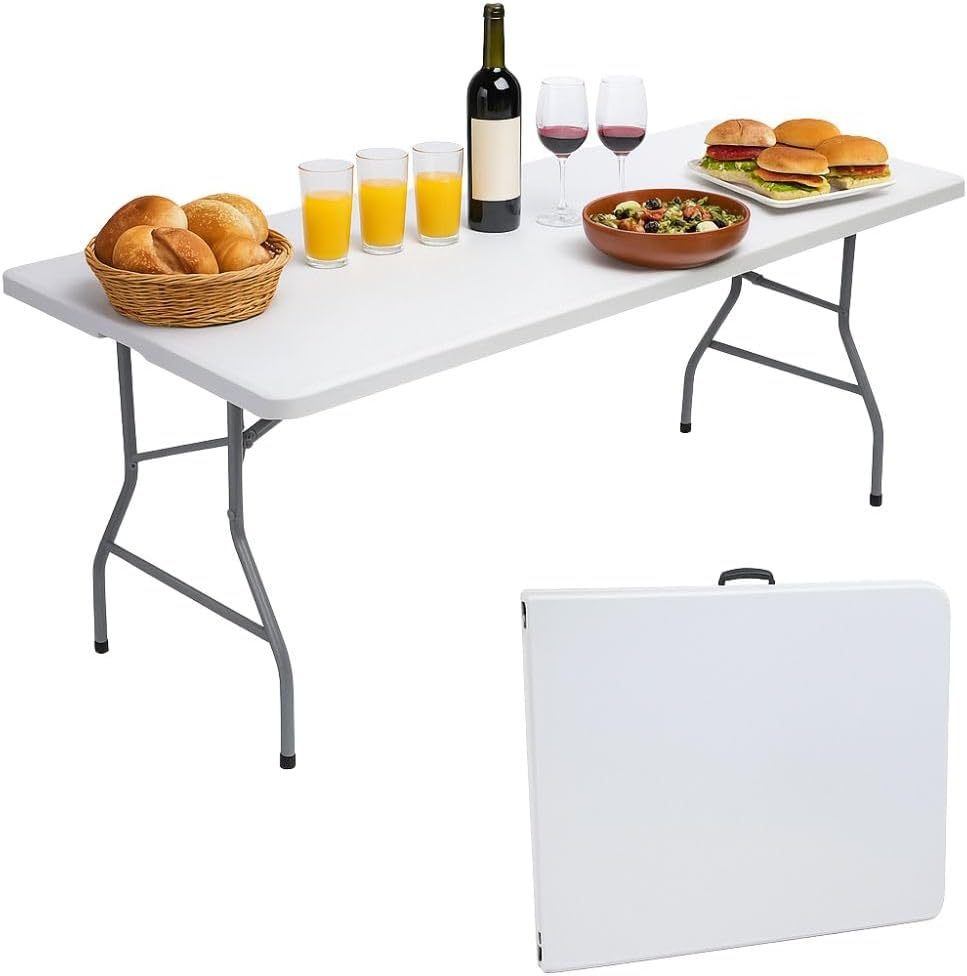 Cecaro Group Tavolo Pieghevole Estensibile 180 cm – Bianco | Portata 120 kg | Maniglia Integrata | Chiusura Sicura con Blocco di Sicurezza