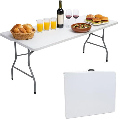 Cecaro Group Tavolo Pieghevole Estensibile 180 cm – Bianco | Portata 120 kg | Maniglia Integrata | Chiusura Sicura con Blocco di Sicurezza
