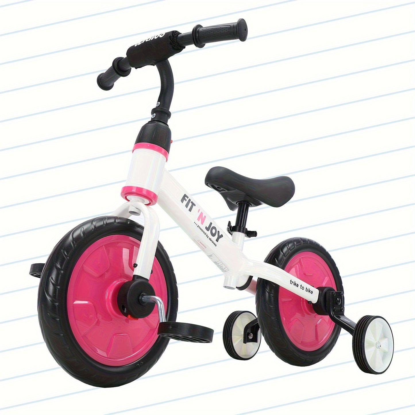 UBRAVOO Fit 'n Joy Bici per Bambini, Bici Bilanciata 4-in-1 con Pedali e Stabilizzatori, Triciclo-a-Bici per Ragazzi e Ragazze dai 2 ai 5 Anni